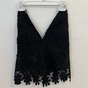 Black Lace Halter Crop Top
